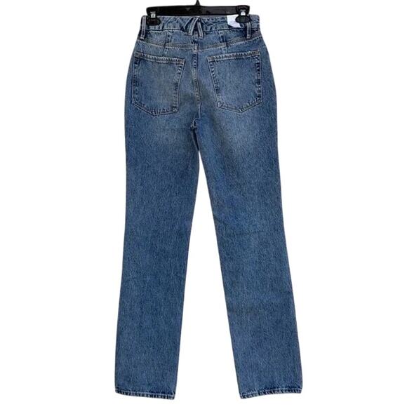 NWT Good American 90s Icon Straight Leg Distressed Jean High Rise 4 27 Blue - Picture 6 of 16